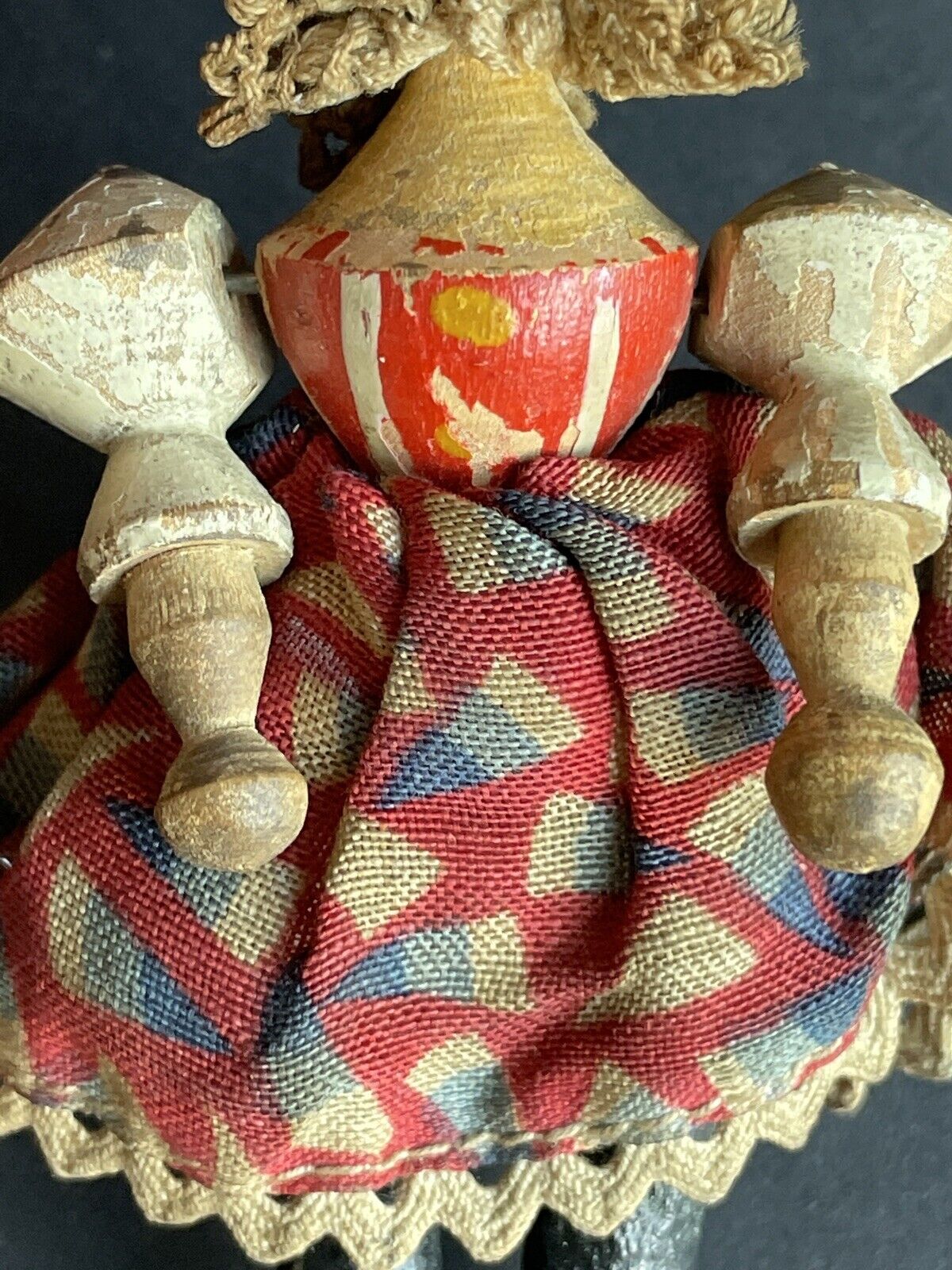 Antique German Grodnertal (?) Carved Wooden Miniature Dollhouse Victorian Doll