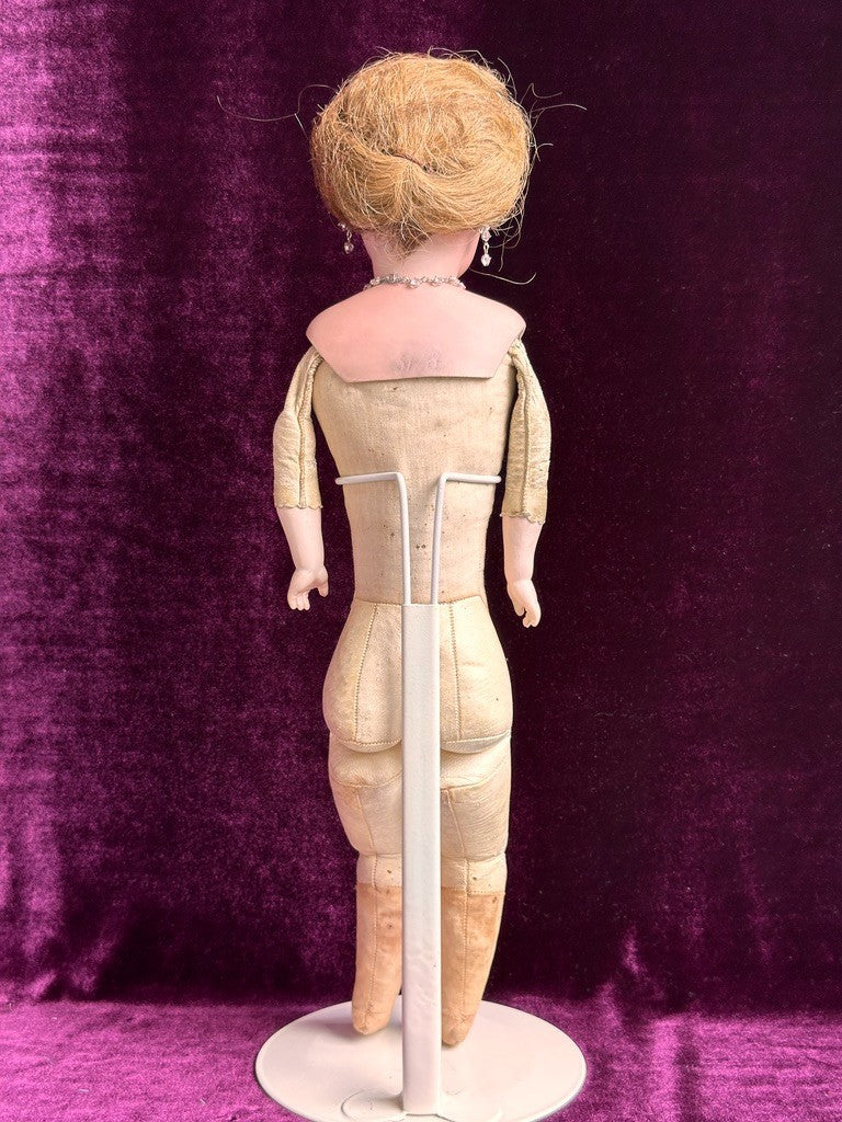 Early Antique German 20.5” Simon Halbig 939 Bisque Shoulder Head Leather Doll