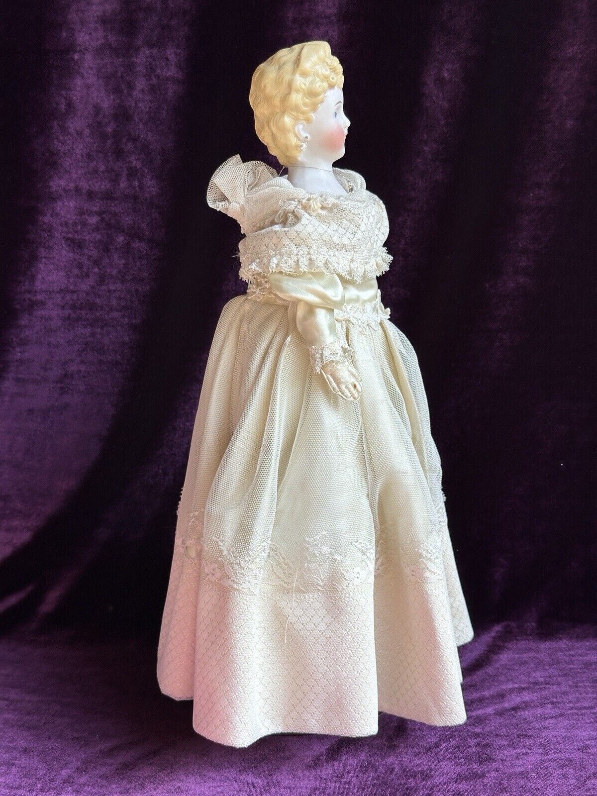 Rare Antique German 15” Parian China Bisque Shoulder Head Fashion Doll
