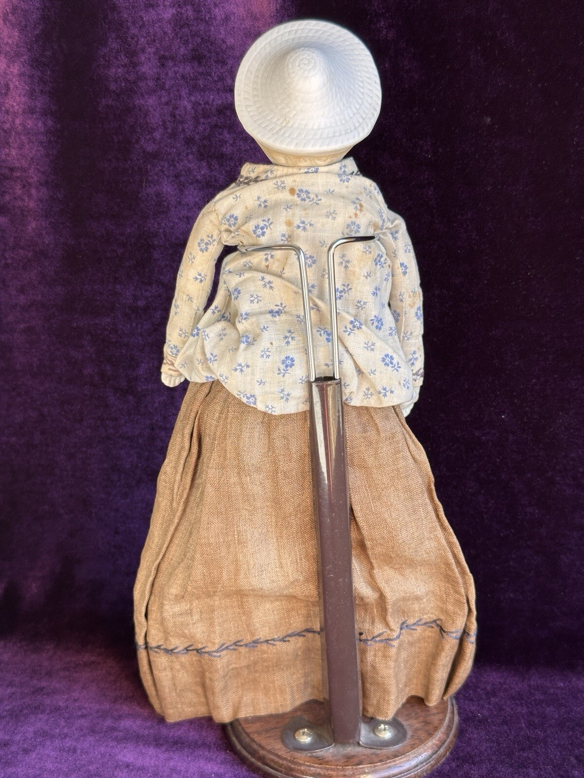 Antique German 12” Hertwig Molded Bonnet Parian Bisque Head China Doll