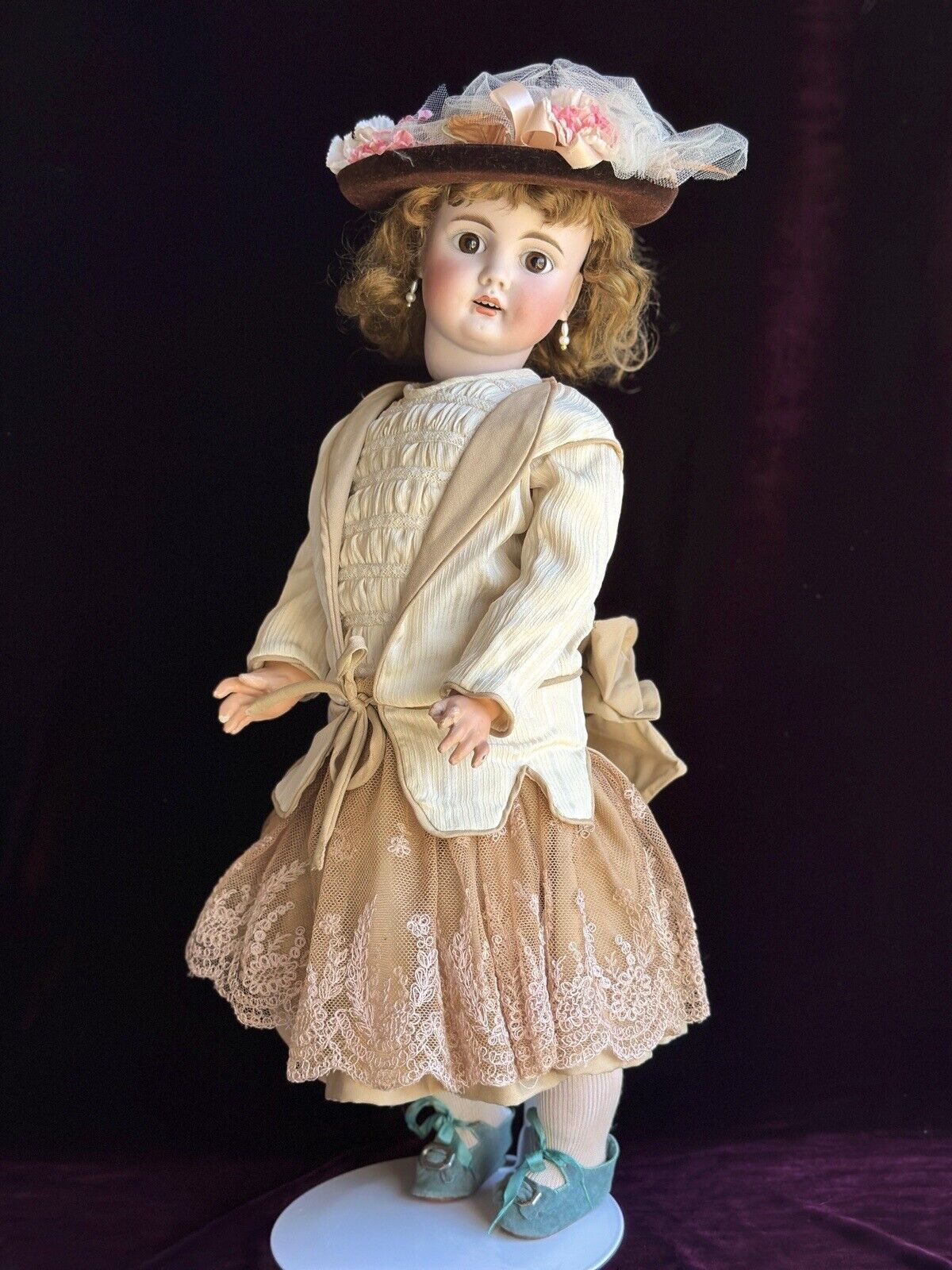 Antique German 22" Bahr Proschild 224 Edison Phonograph Sonnenberg Bisque Doll
