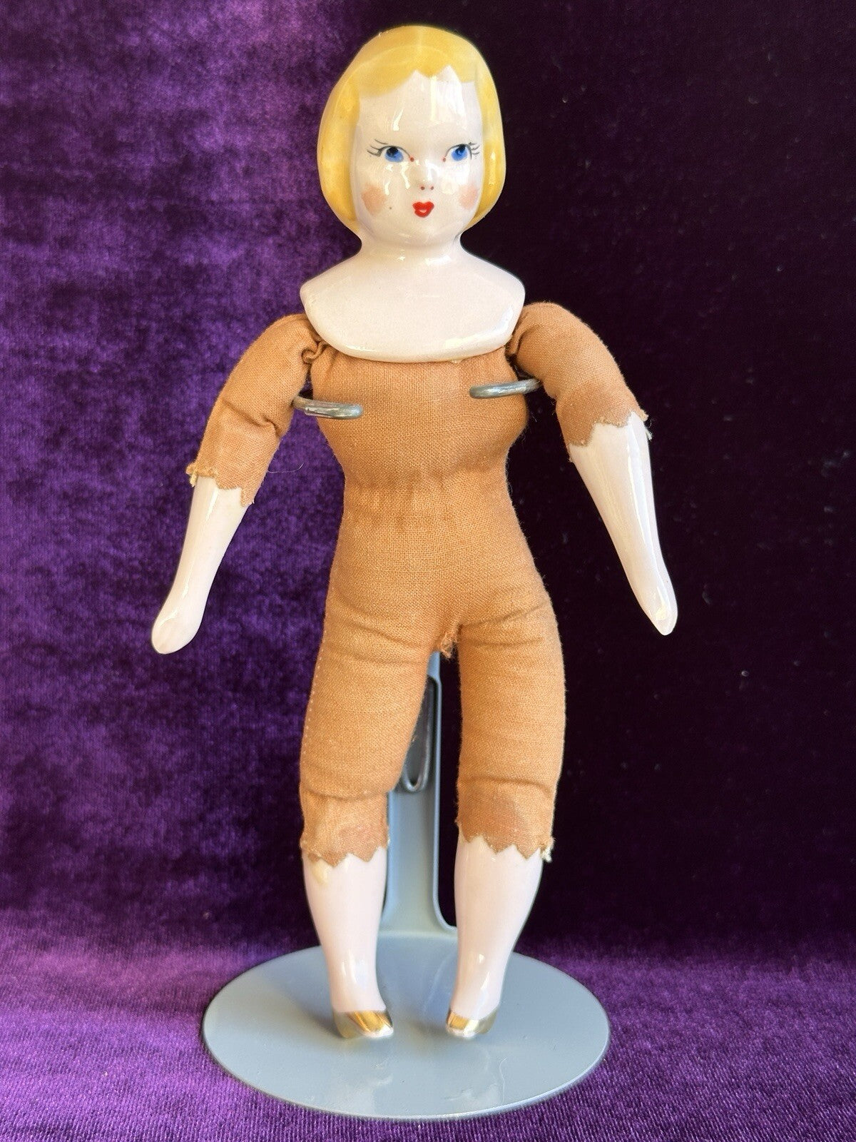 Vintage 7” Ruth Gibbs Porcelain Blonde China Head Doll