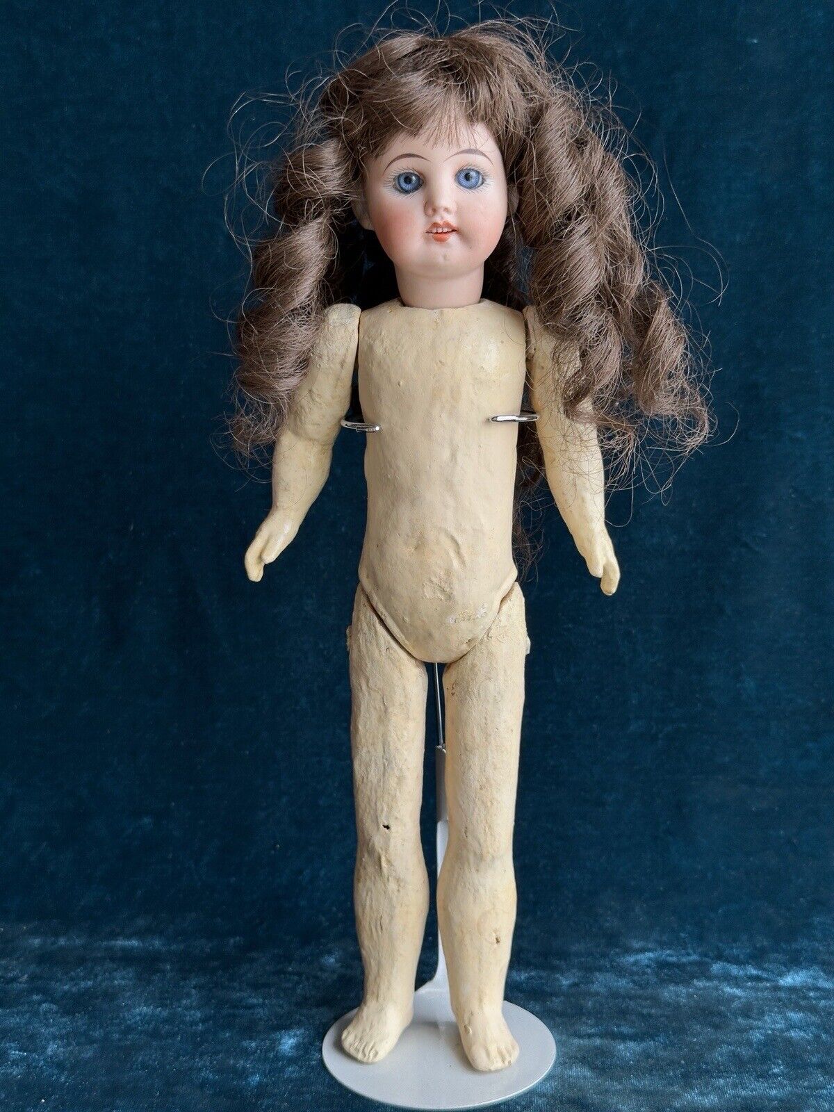 Antique German 12.5” Max Rader or Recknagel R DEP X Bisque Head Doll