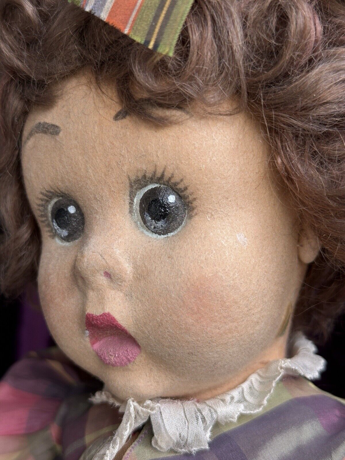 Rare Vintage Italian 20” Original Lenci Googly Eyes Felt Doll Tagged Outfit