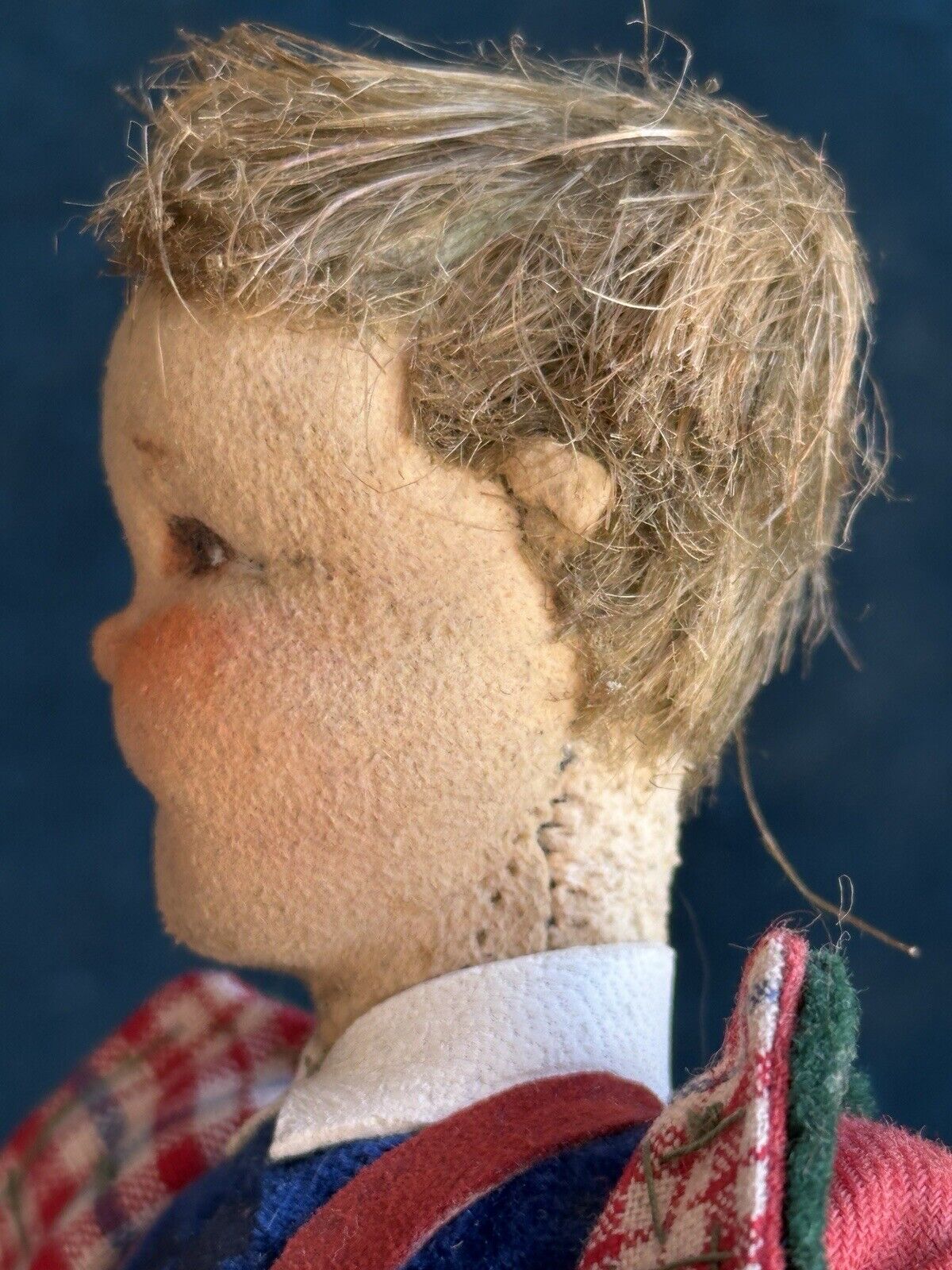 Unidentified Vintage (?) 8.5” Cloth Leather Boy Doll