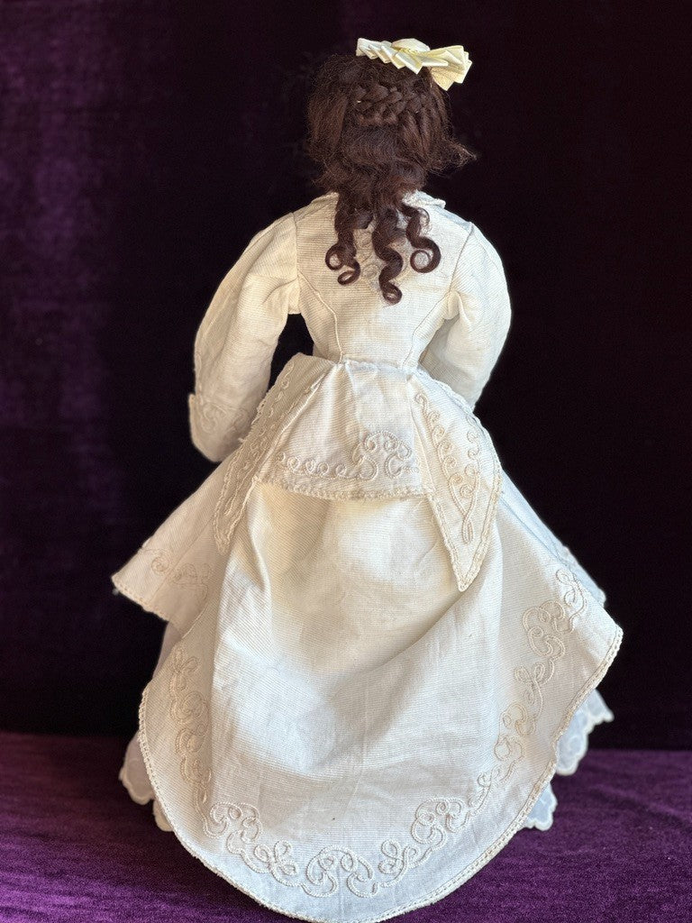 Rare 15” Dark Complexion Porcelain Repro of Antique French Huret Fashion Doll