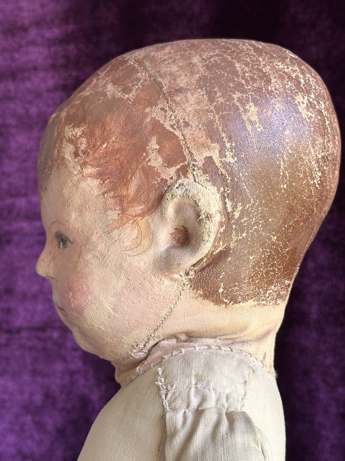 Early Antique German 16” Kathe Kruse Type I Cloth Rag Doll Wide Hips