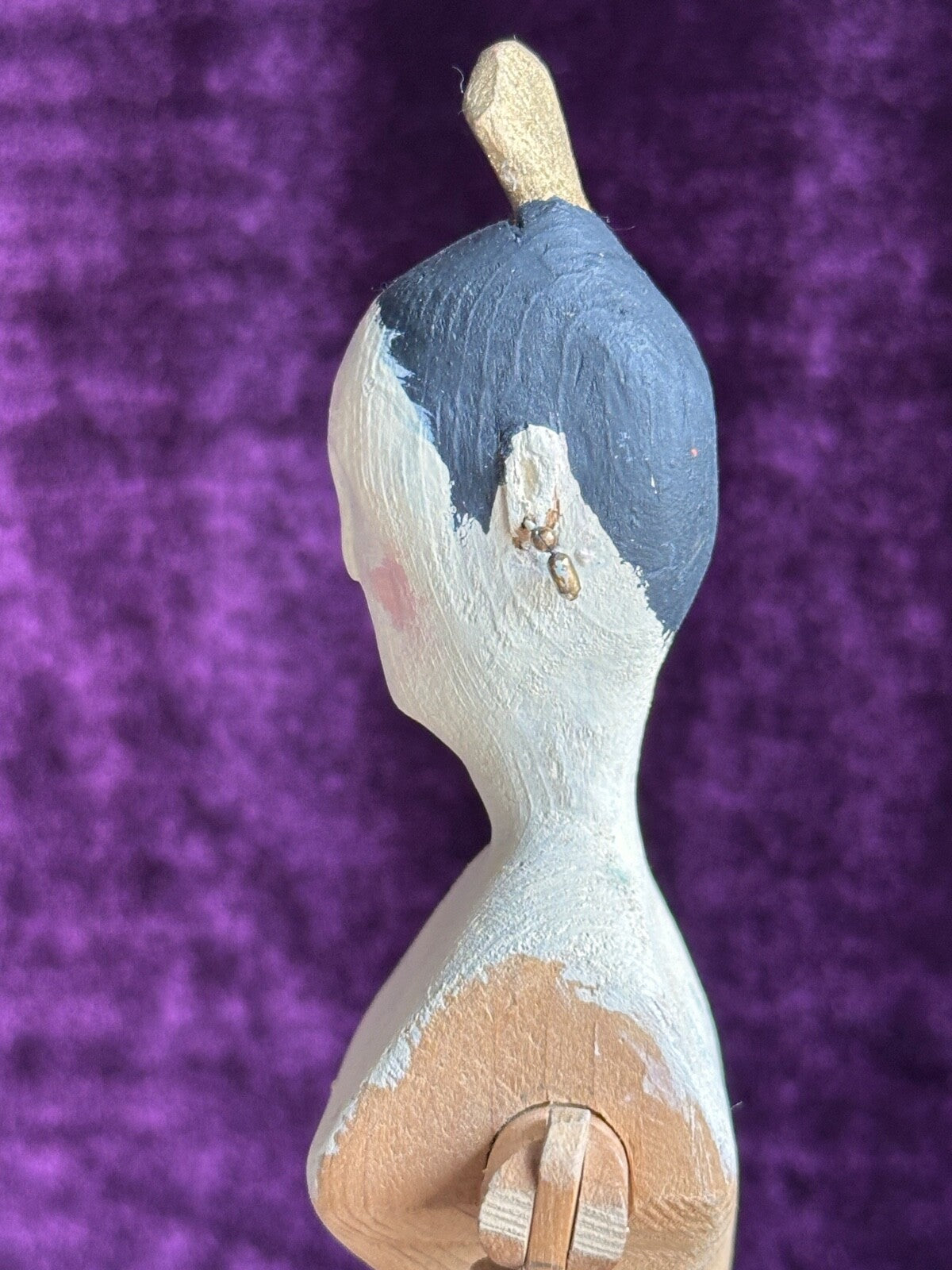 Vintage 13" Reproduction of Antique Grodnertal Wooden Jointed Tuck Comb Doll