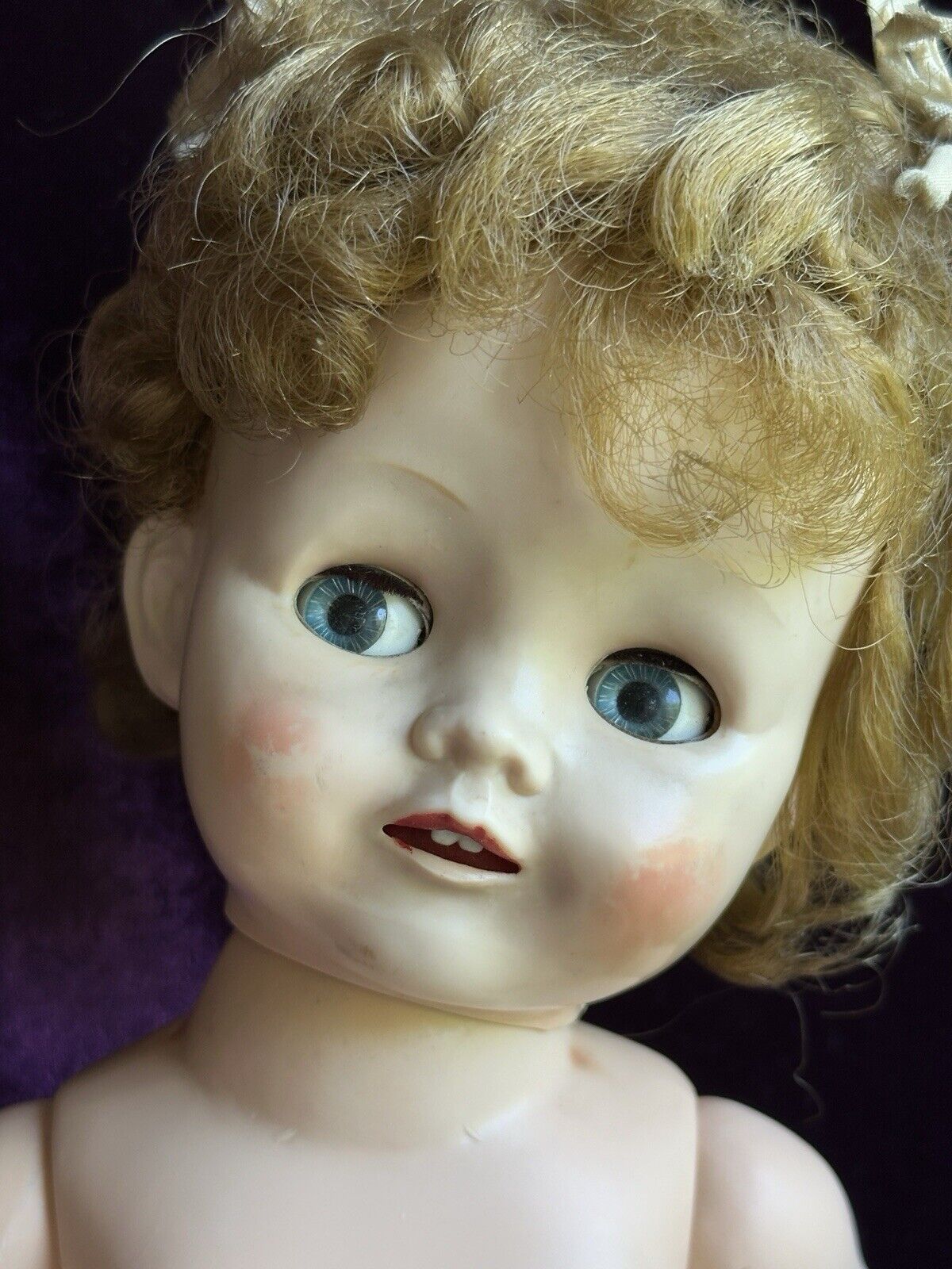 Vintage Plastic 16” Pedigree Made in England Flirty Eyes Toddler Doll