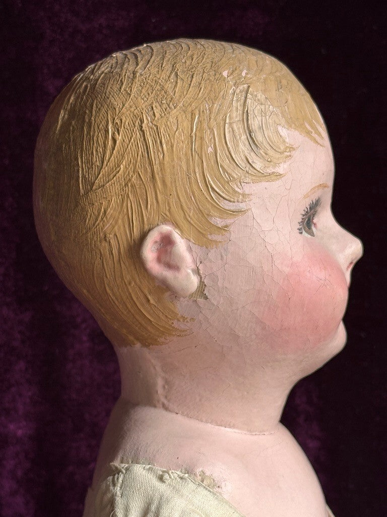 Antique American 20” Martha Chase Oil Painted Cloth Baby Doll