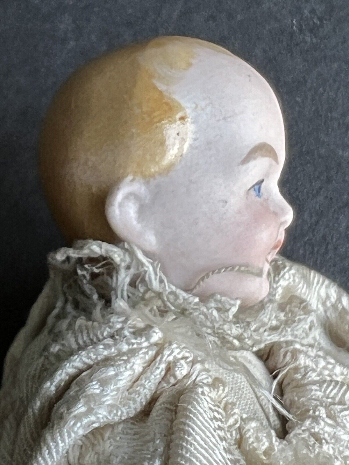 Rare Antique German 4.75” Bisque Shoulder Head Dollhouse Bald Man Doll