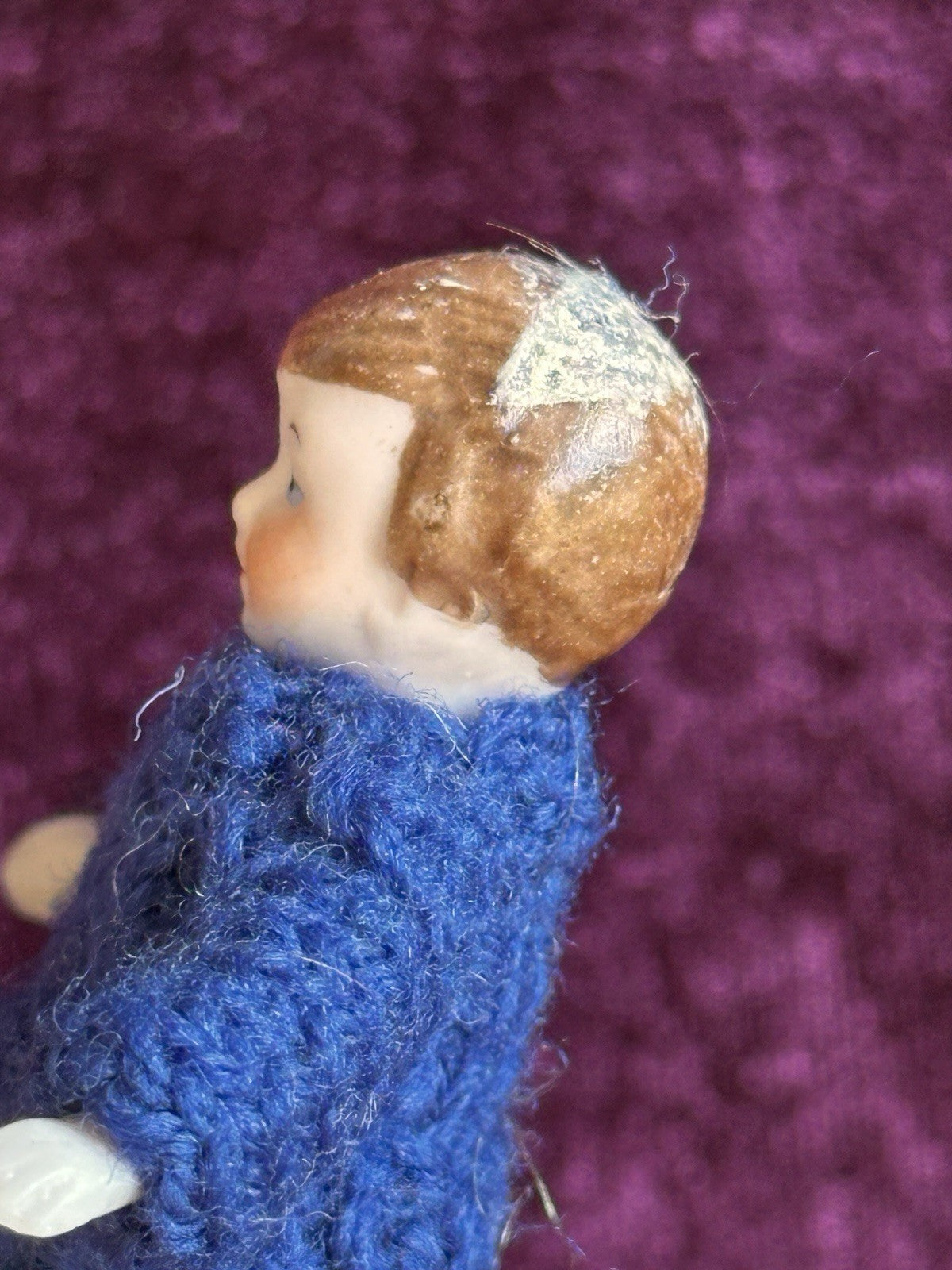 Lot of 2 Antique German Hertwig Miniature All Bisque Flapper Dollhouse Dolls
