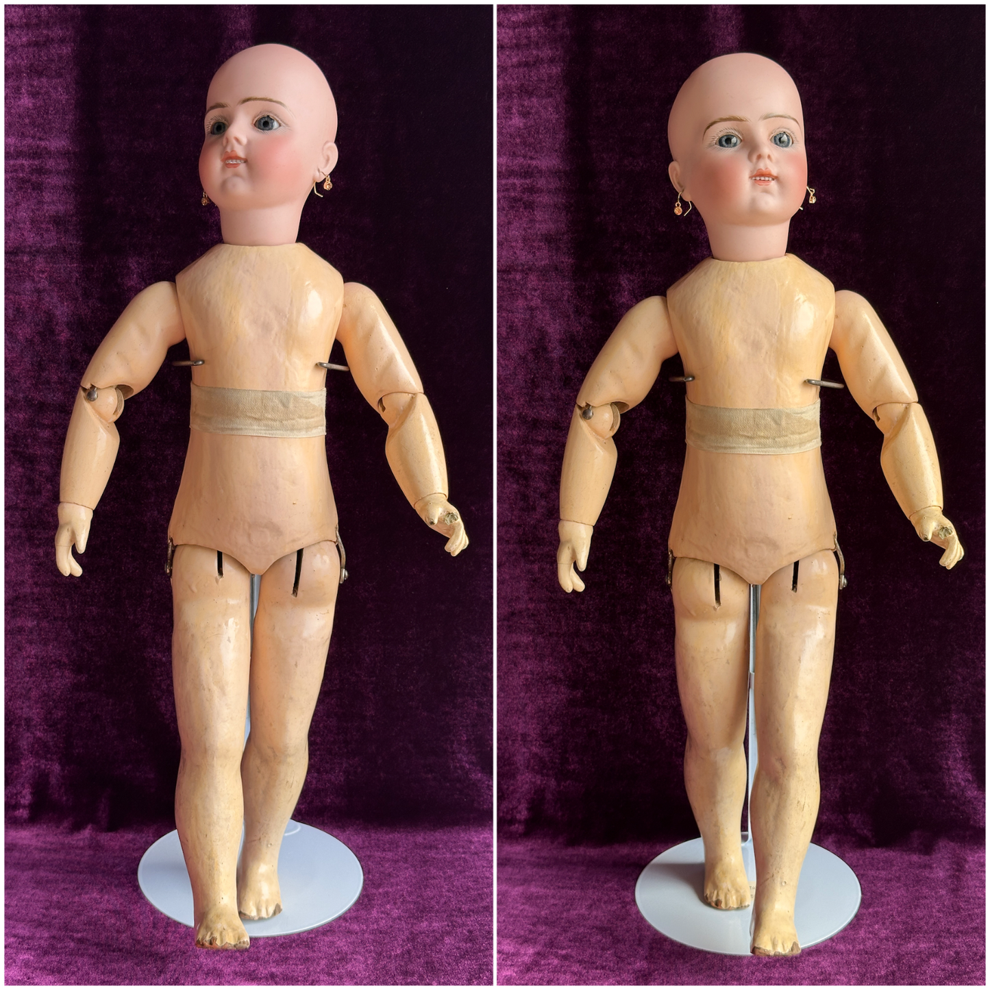 Antique French 21” Bru Jne R Bisque Head Mechanical Walker Body Doll