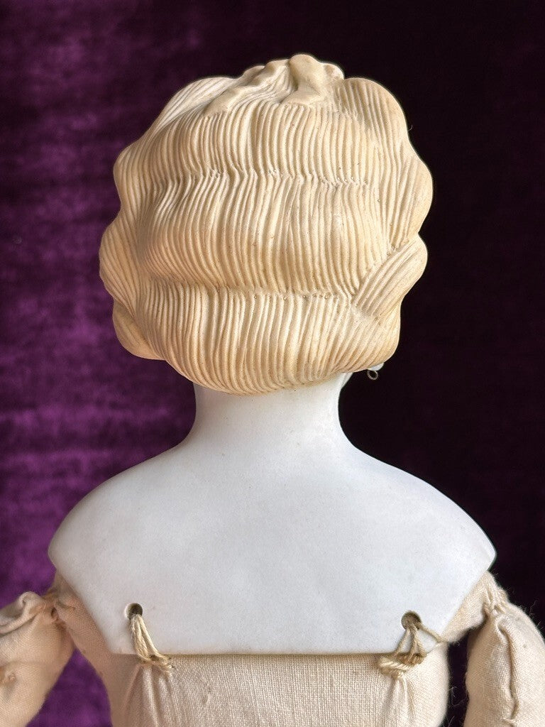 Very Rare 16” Antique German Glass Eyes Parian China Bisque Head Fashion Doll