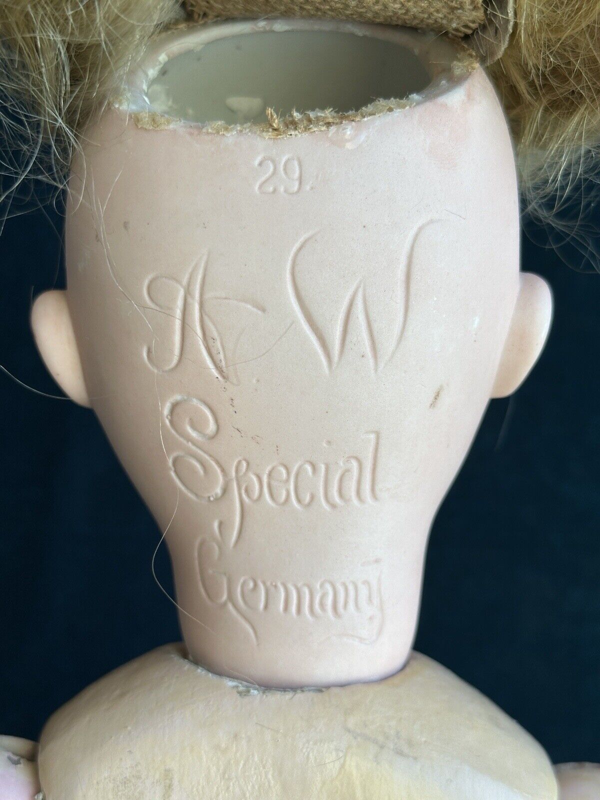 Antique German 22” Adolf Wislizenus Special Bisque Head Doll Walker Body