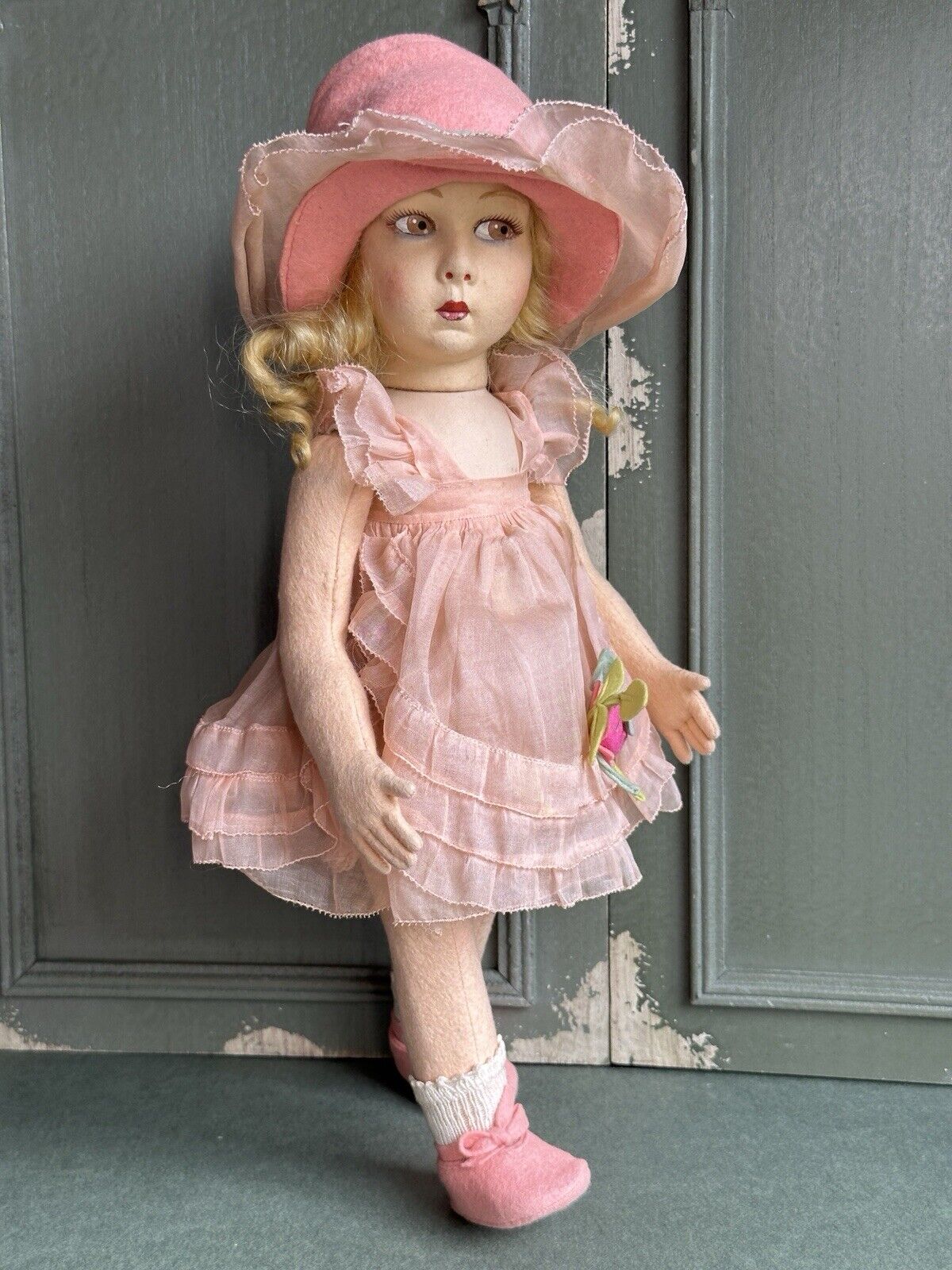 Rare All Original 16” Vintage Italian Lenci 149 Series Felt Cloth Doll with Tag