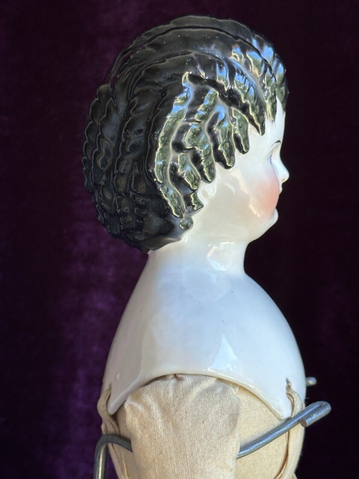 Rare Antique German 22” Alt Beck Gottschalk Curly Top Brunette China Head Doll