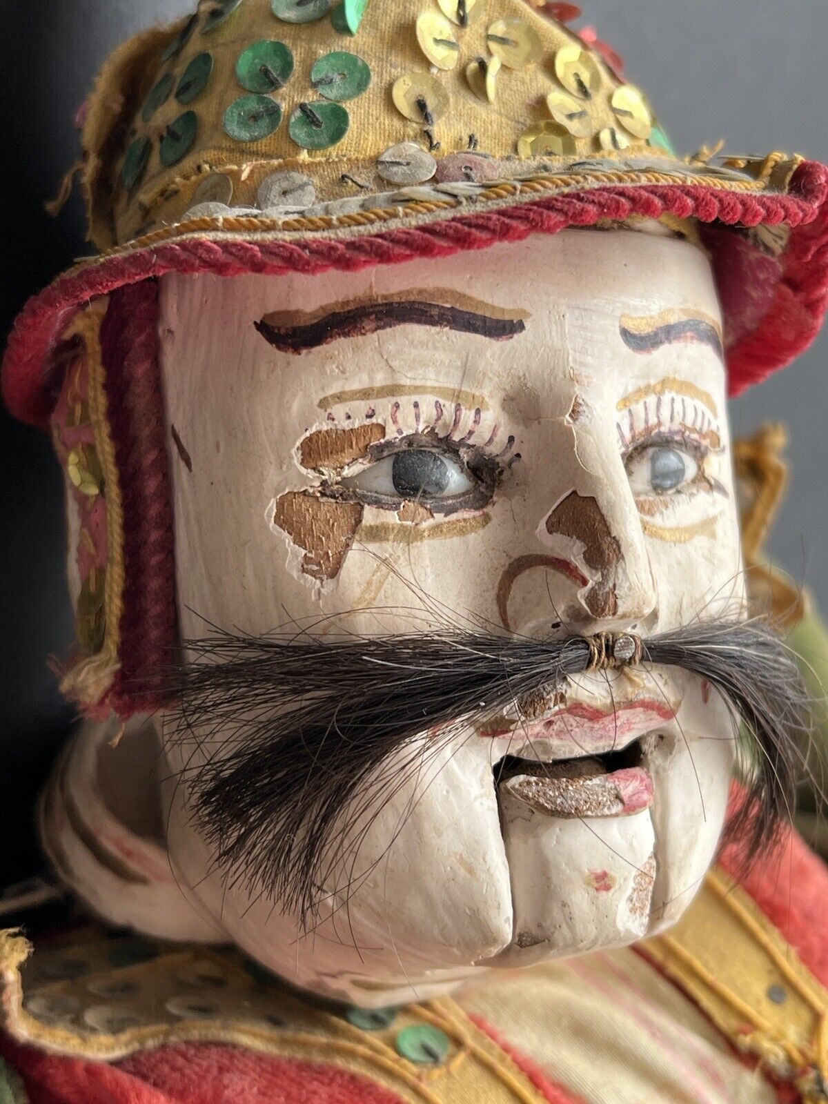 Antique Asian Burmese Folk Art Wooden Puppet Marionette Doll