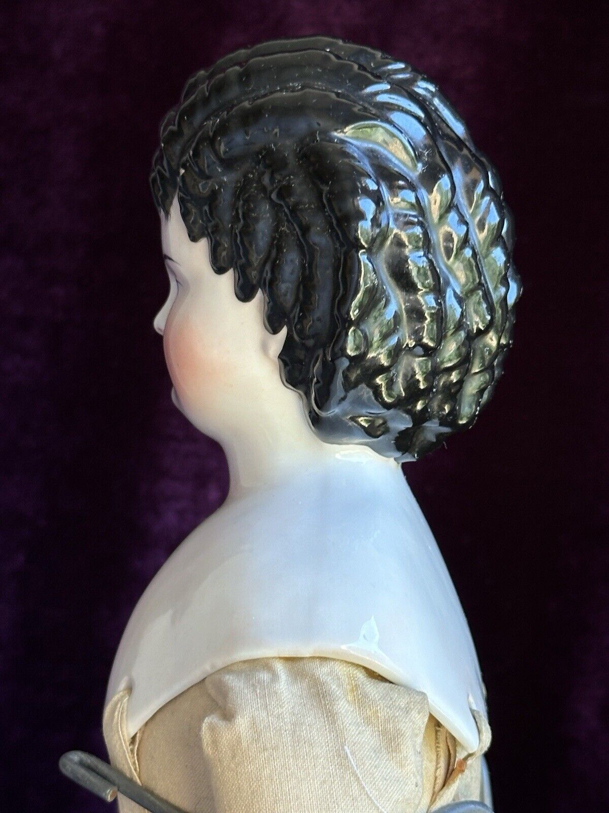 Rare Antique German 22” Alt Beck Gottschalk Curly Top Brunette China Head Doll