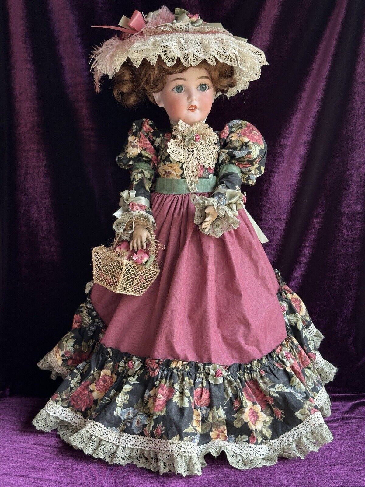 Antique German 24” Queen Louise Bisque Head Doll