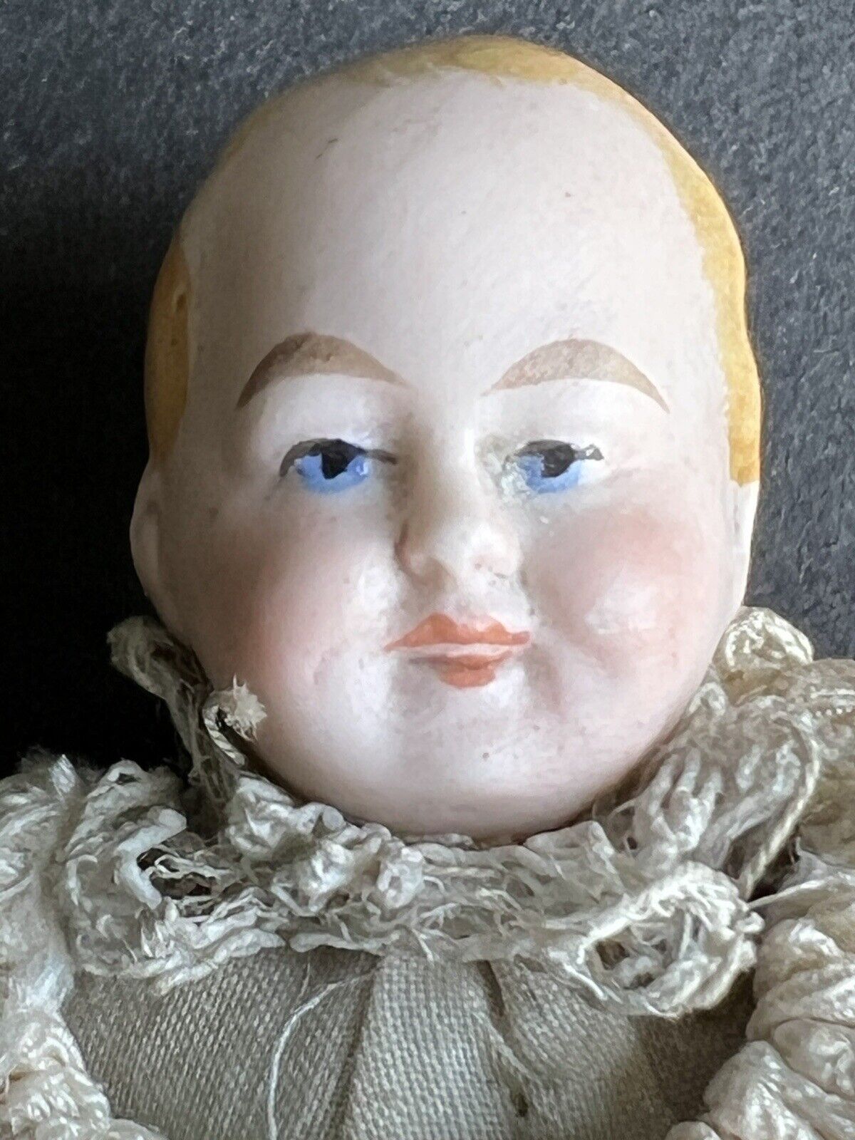 Rare Antique German 4.75” Bisque Shoulder Head Dollhouse Bald Man Doll