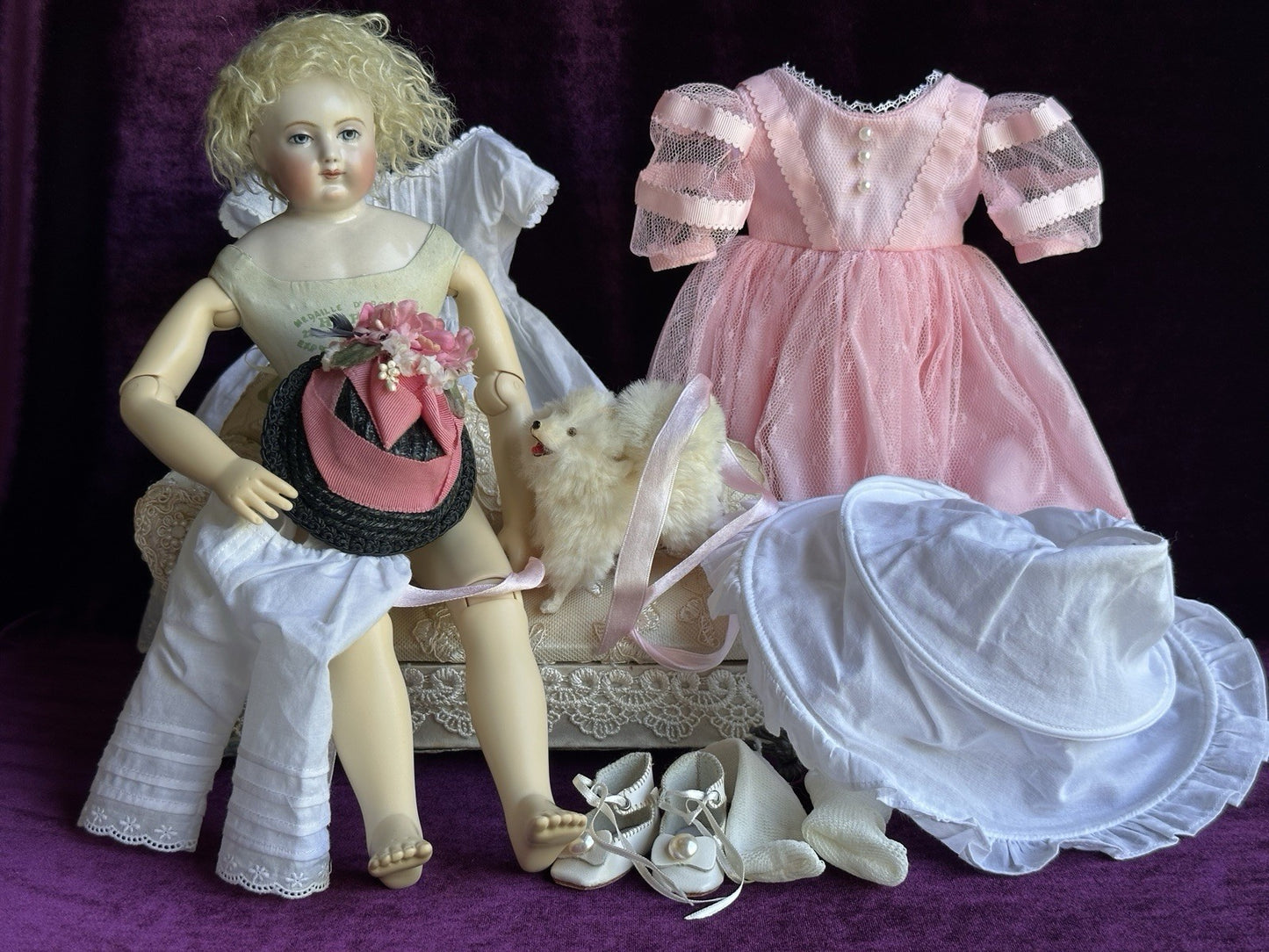 Collectible Porcelain Reproduction of Antique French Huret China Fashion Doll