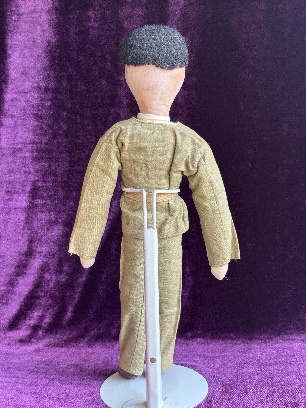 Antique American Primitive 15” Handmade Cloth Rag Folk Soldier (?) Doll