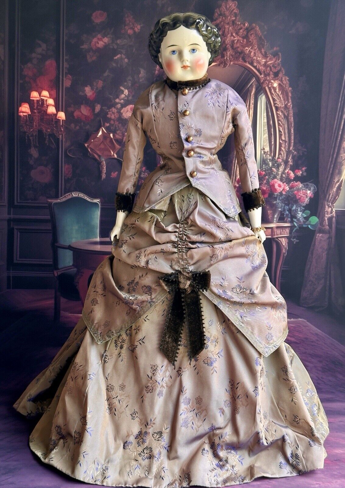 Antique German 23” Alt Beck Gottschalk (?) China Shoulder Head Victorian Doll