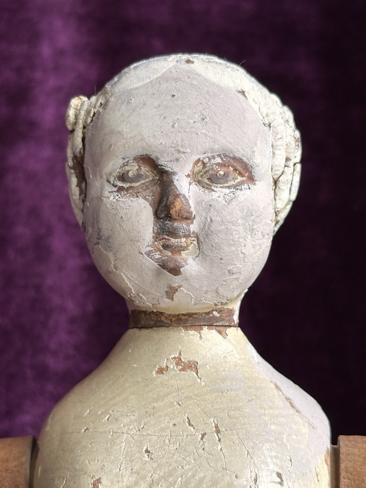 Rare Early American 15” Joel Ellis Metal Wood Jointed Doll
