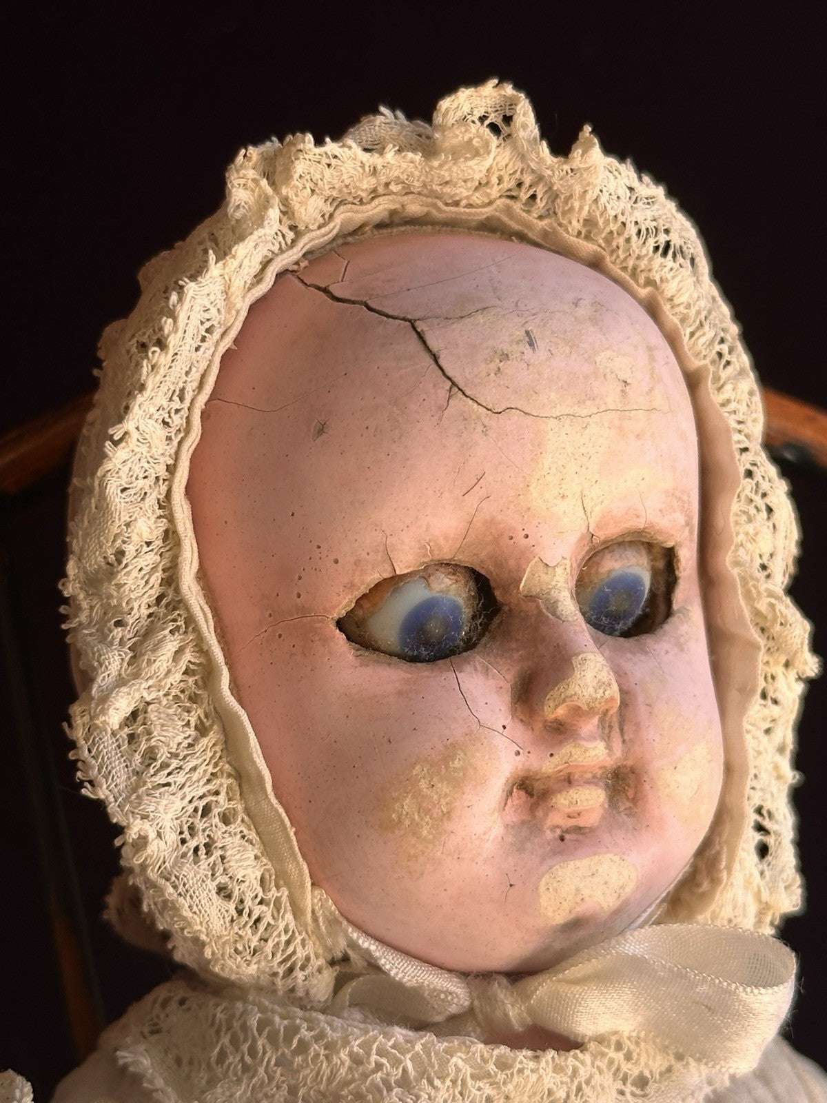 Antique German 14” Wax Over Papier Mache Baby Doll