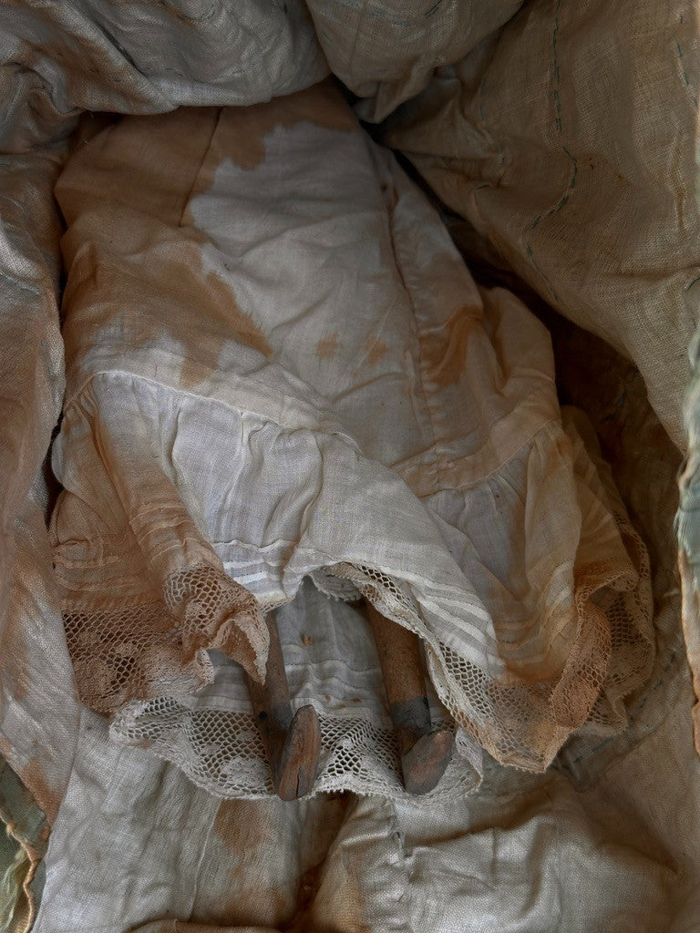 Antique German 18.75” Wax Over Papier Mache Milliner’s Model Molded Bonnet Doll