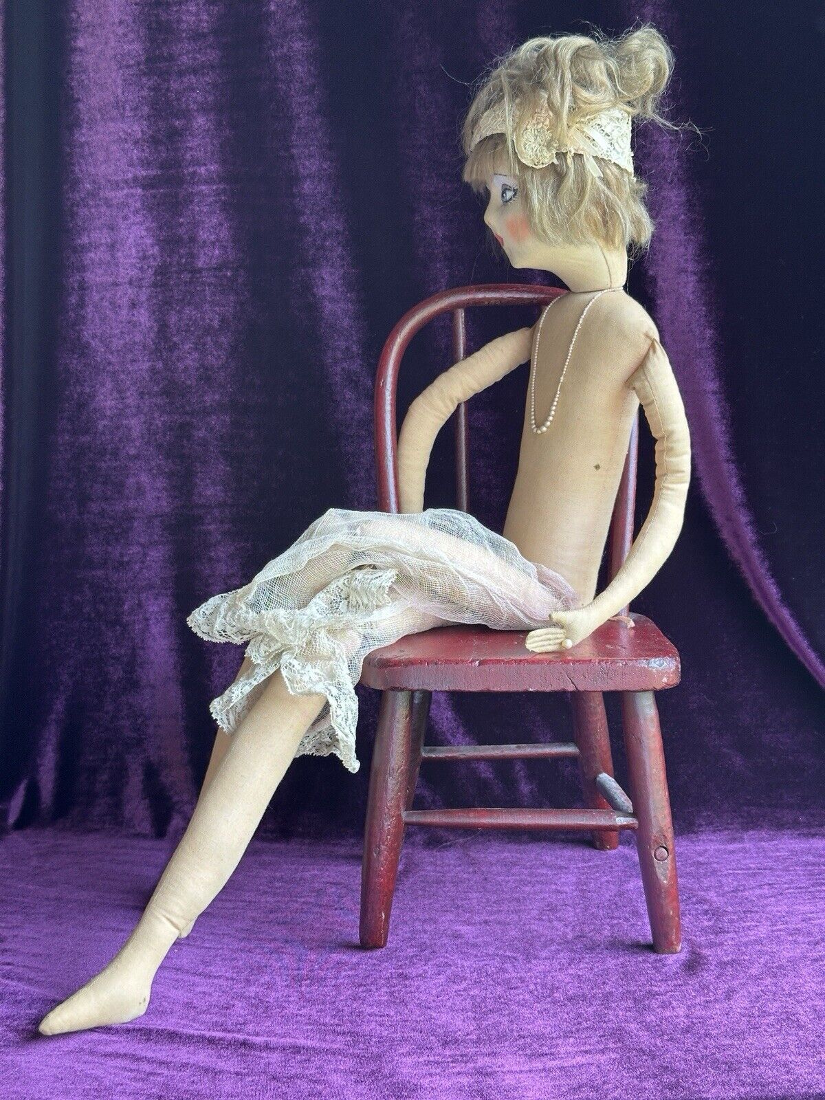 Vintage American 30” Etta French Art Deco Style Boudoir Doll
