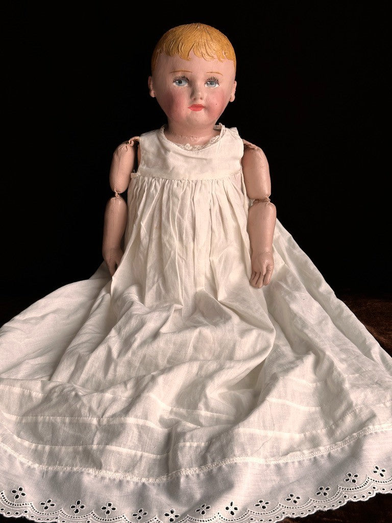 Antique American Martha Chase 20" Oil Painted Cloth Hospital Baby Doll Stumped