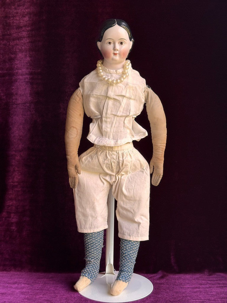 Antique German 20" Kloster Veilsdorf Greiner Style Brown Eyes China Head Doll