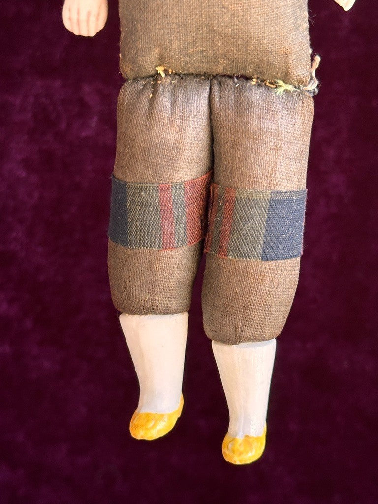 Rare Antique German Hertwig 7.5” Bisque Molded Torso Character Dollhouse Doll