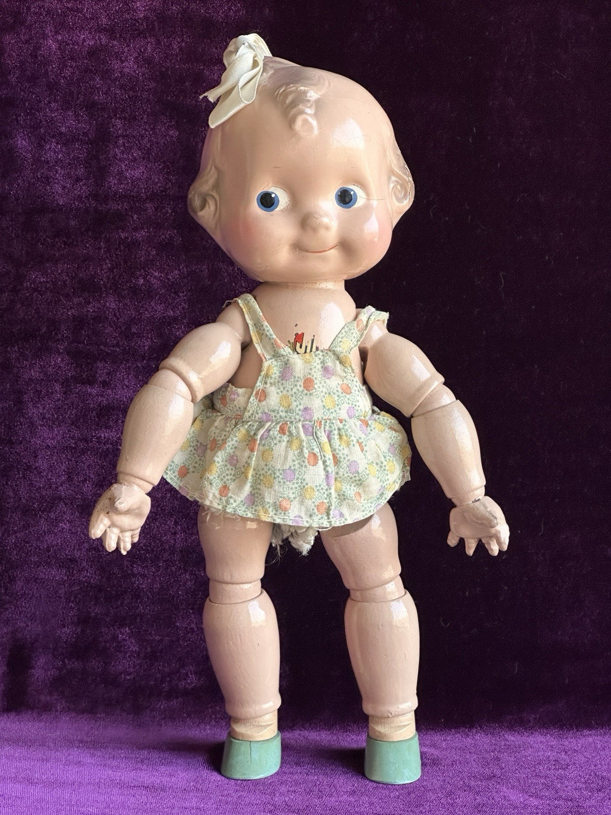 Vintage American 11” Joseph Kallus Cameo Composition Wood Joy Doll