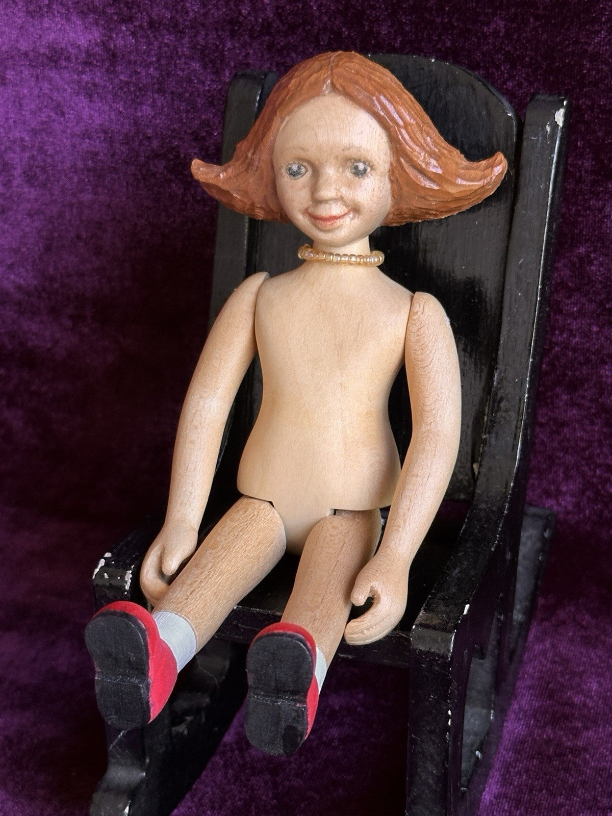 OOAK 6.5” Robert Raikes (?) Wood Hand Carved Signed Hitty Friend Doll