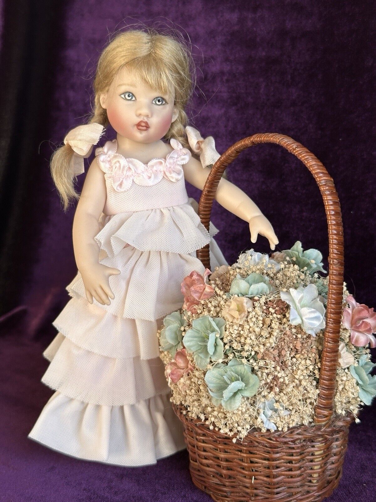 Collectible 7.5” Vinyl Pink Ribbon Riley Doll by Helen Kish LE 1000