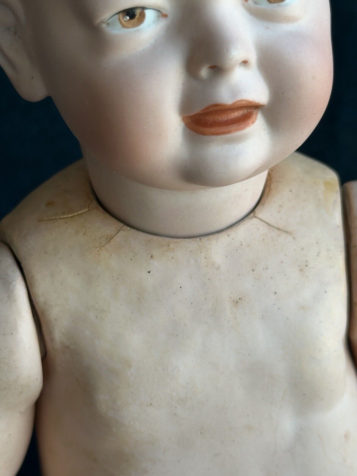 Antique German 13” Kley Hahn 525 Solid Dome Bisque Head Baby Doll Intaglio Eyes