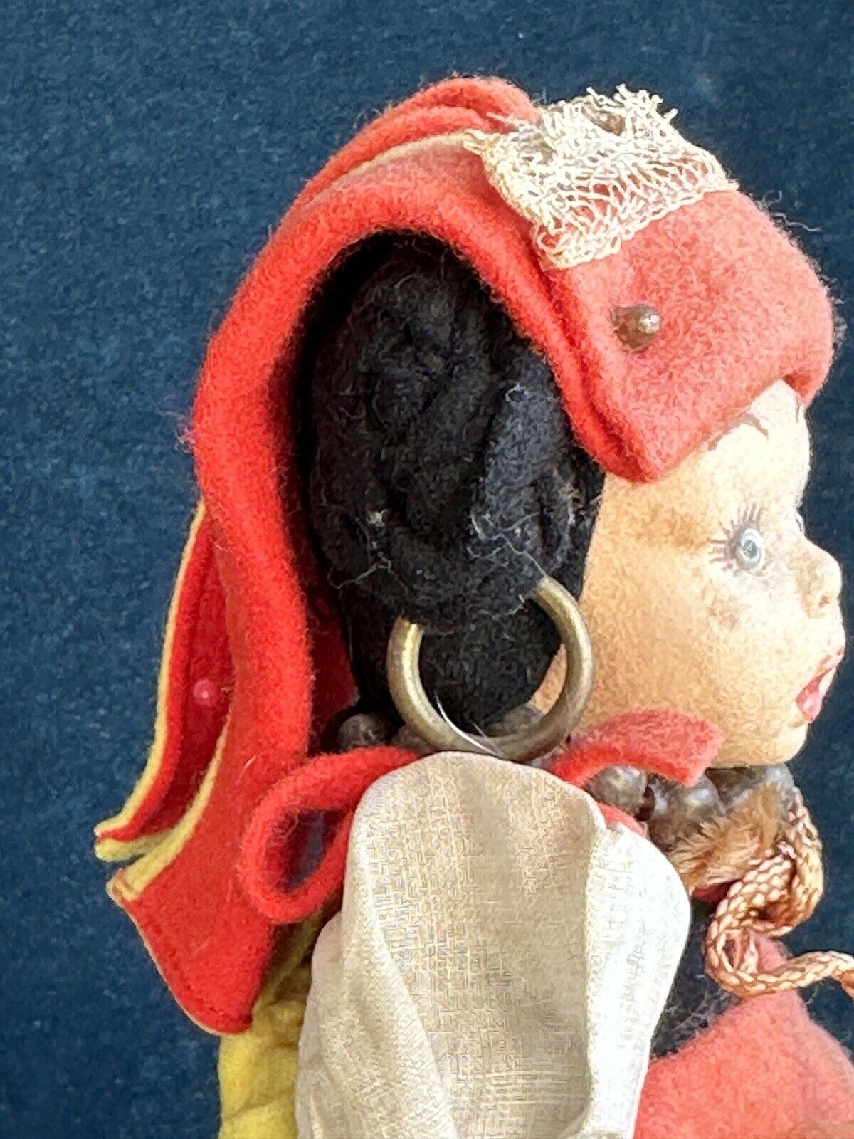 Vintage Italian Mascotte Miniature 8” Lenci Felt/Cloth Hanging Doll