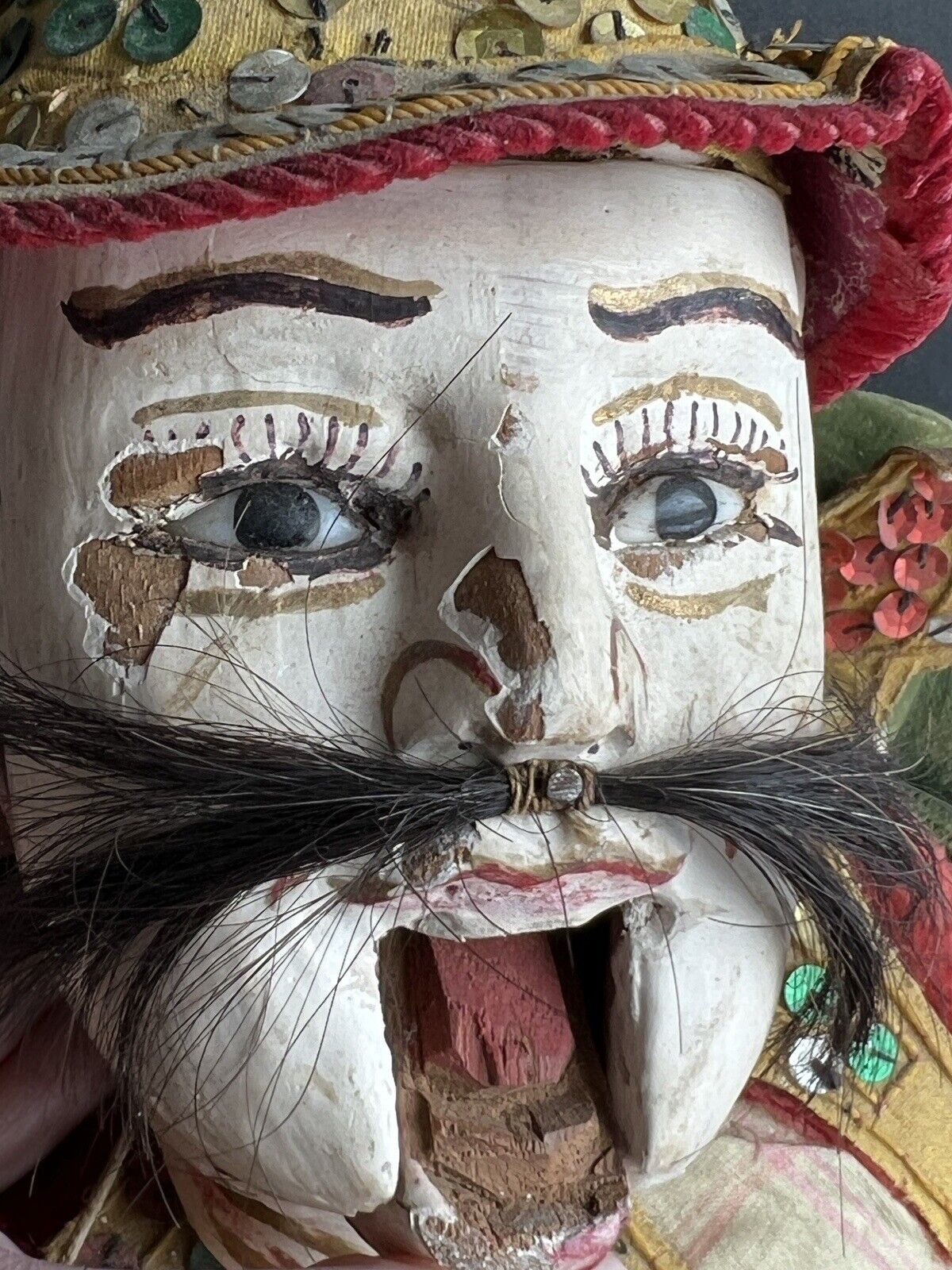 Antique Asian Burmese Folk Art Wooden Puppet Marionette Doll