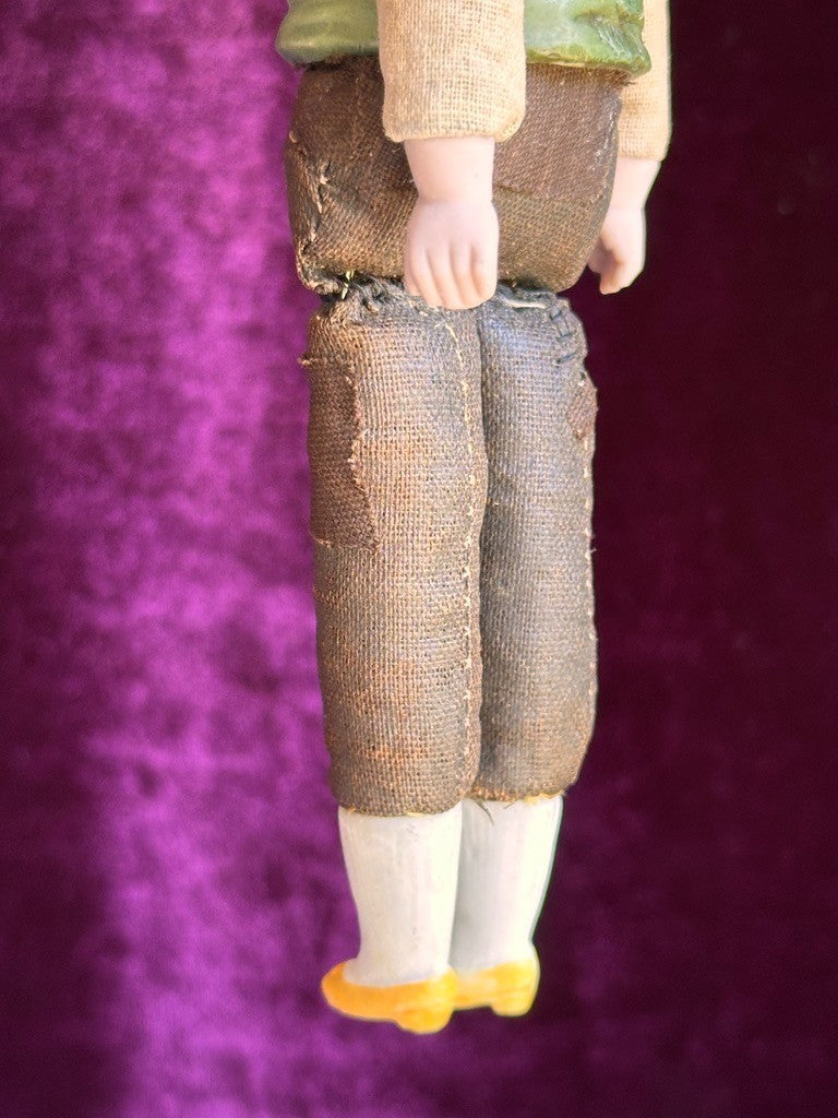 Pair Antique German Hertwig 6.5” Bisque Molded Torsos Character Dollhouse Dolls