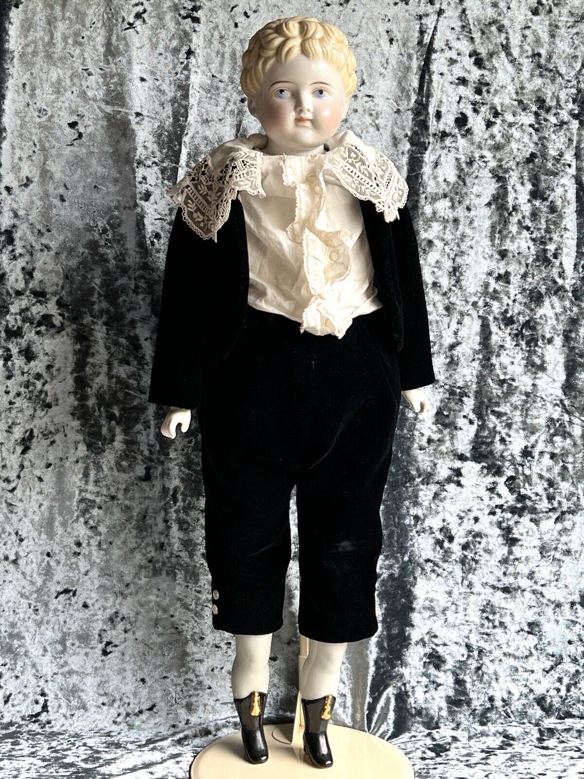 Large Antique German 26” Exposed Ears China Shoulder Head Boy Doll