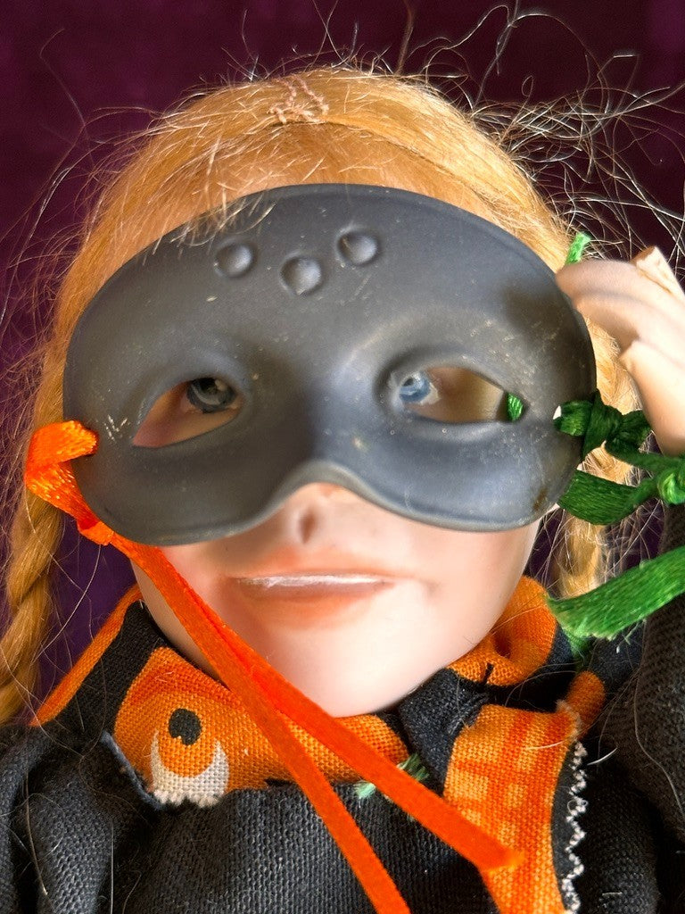 Porcelain/Composition UFDC (?) Artist Two-Faces 9.25" Halloween Girl/Witch Doll