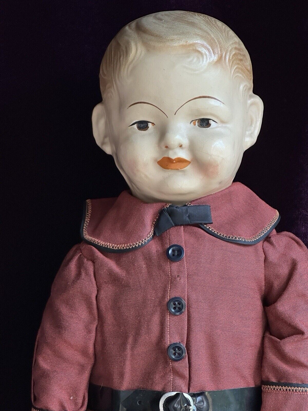 Antique 25” Elektra American Toy & Novelty Company (?) Composition Boy Doll