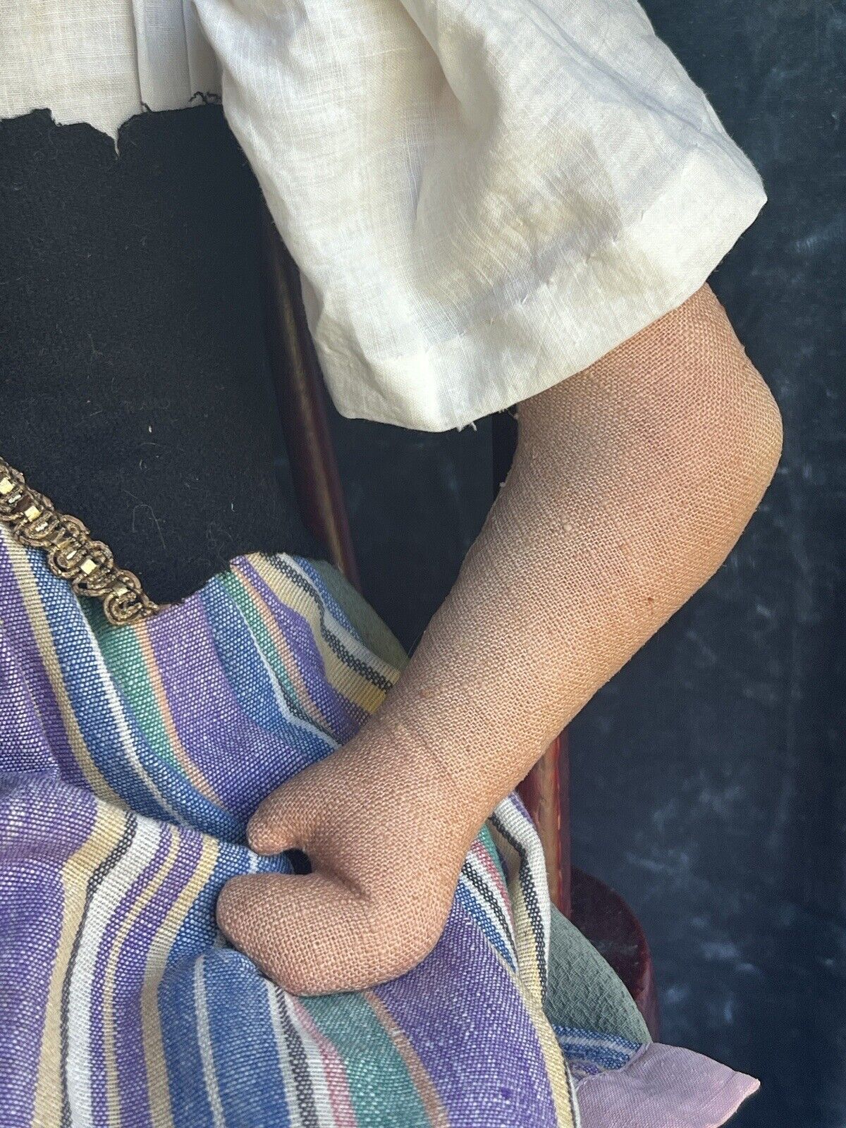 Unidentified Rare 24” Antique/Vintage Cloth Painted Boudoir Style Doll