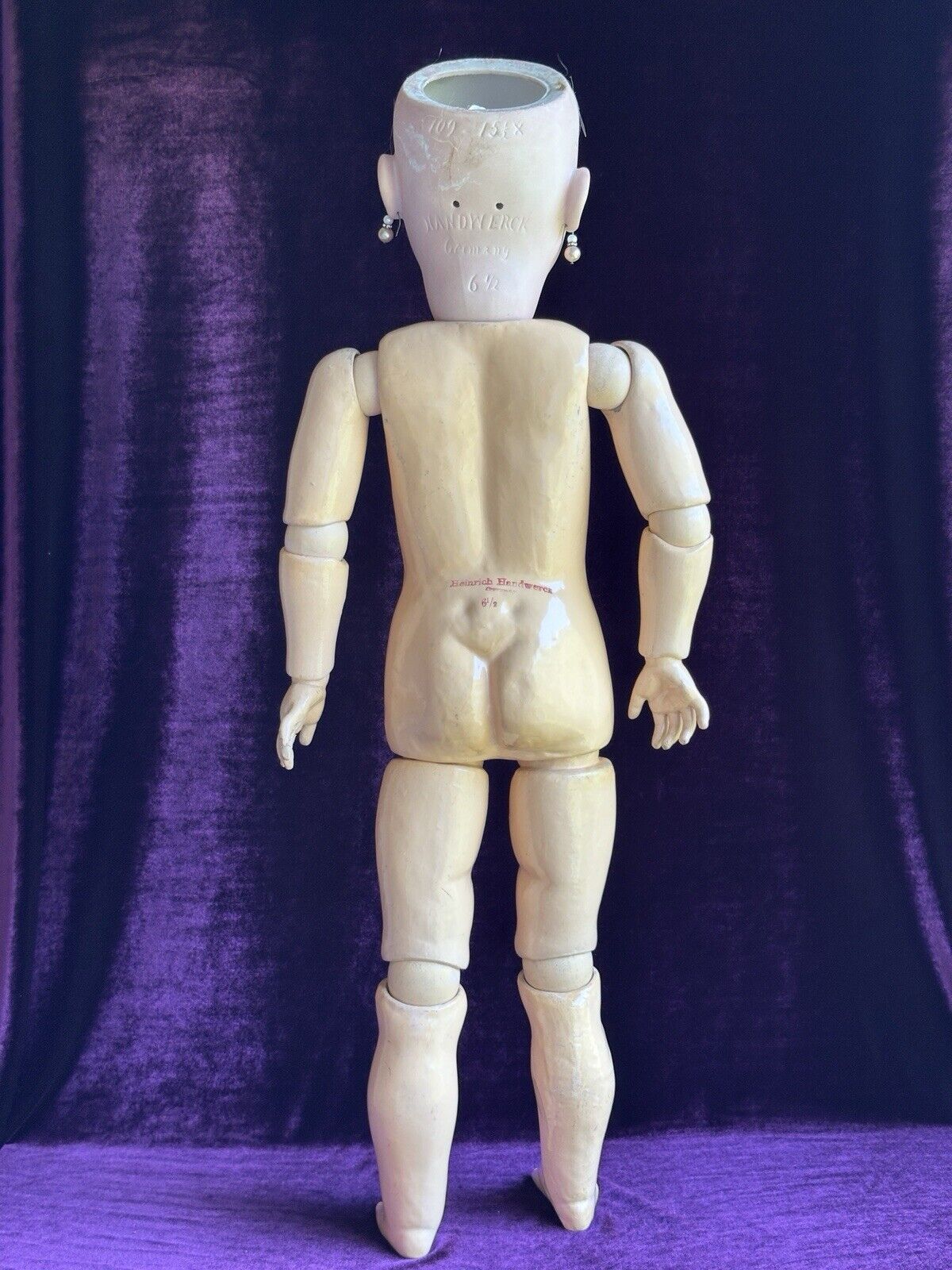 Large Antique German 31” Heinrich Handwerck 109 Bisque Head Doll