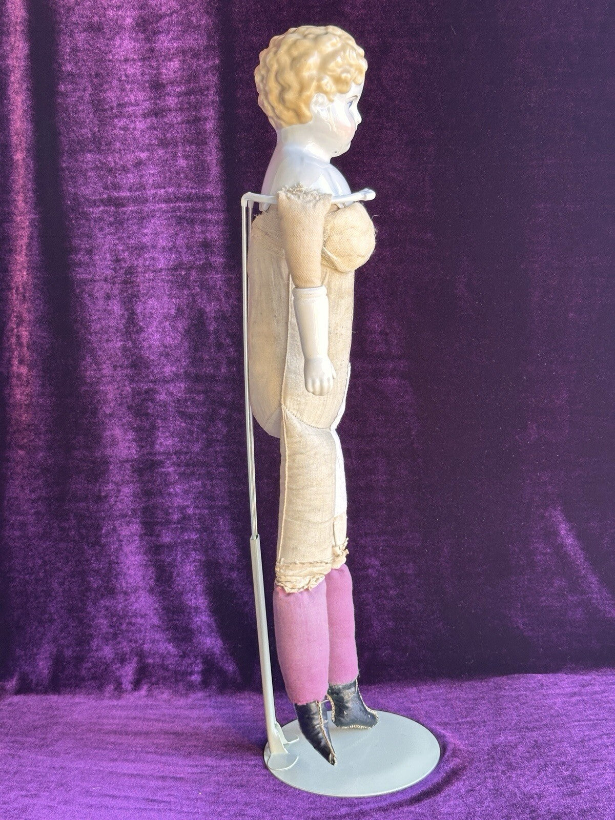 Large Antique German 24” Exposed Ears Blonde China Head Doll
