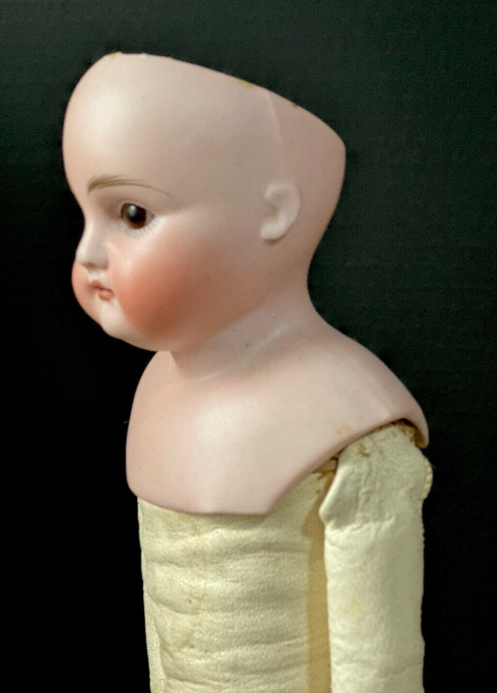 Early JDK Kestner Pouty Face Closed Mouth Bisque Shoulder Head 14” Doll Marked 3