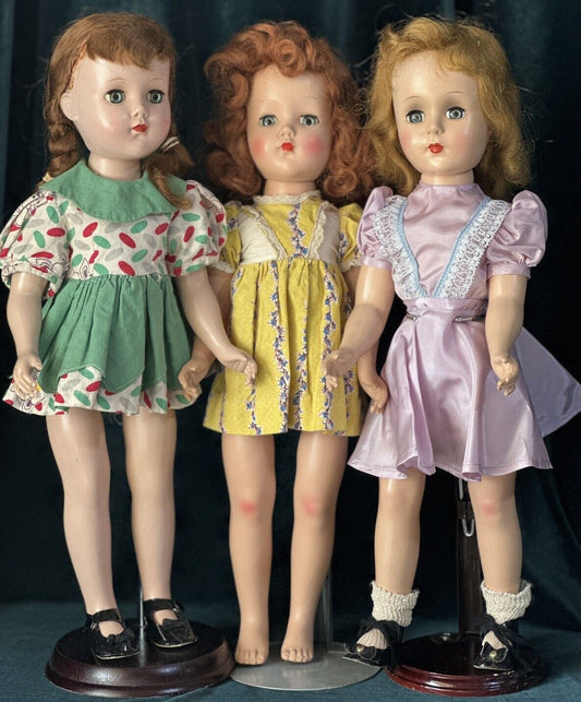 Lot Of 3 Vintage 1950’s Hard Plastic Walker 17” Dolls